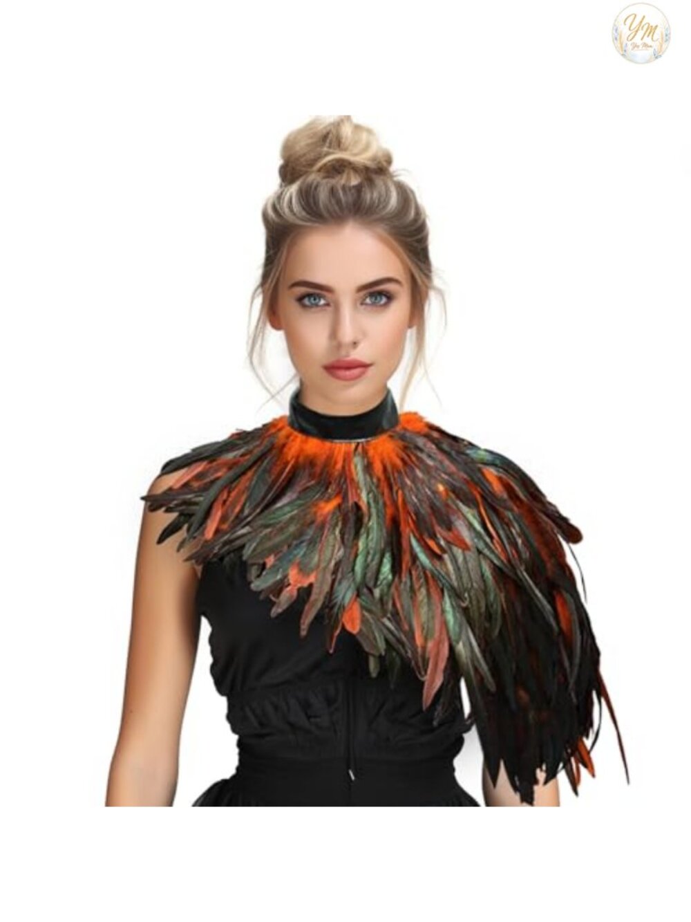 Feather Cape Shawl Felt Lined Shoulder Costume Accessory
